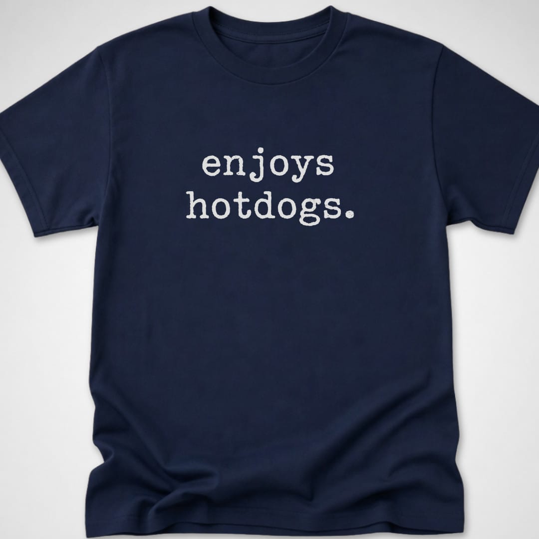 enjoys hotdogs — Youth Tee — Navy