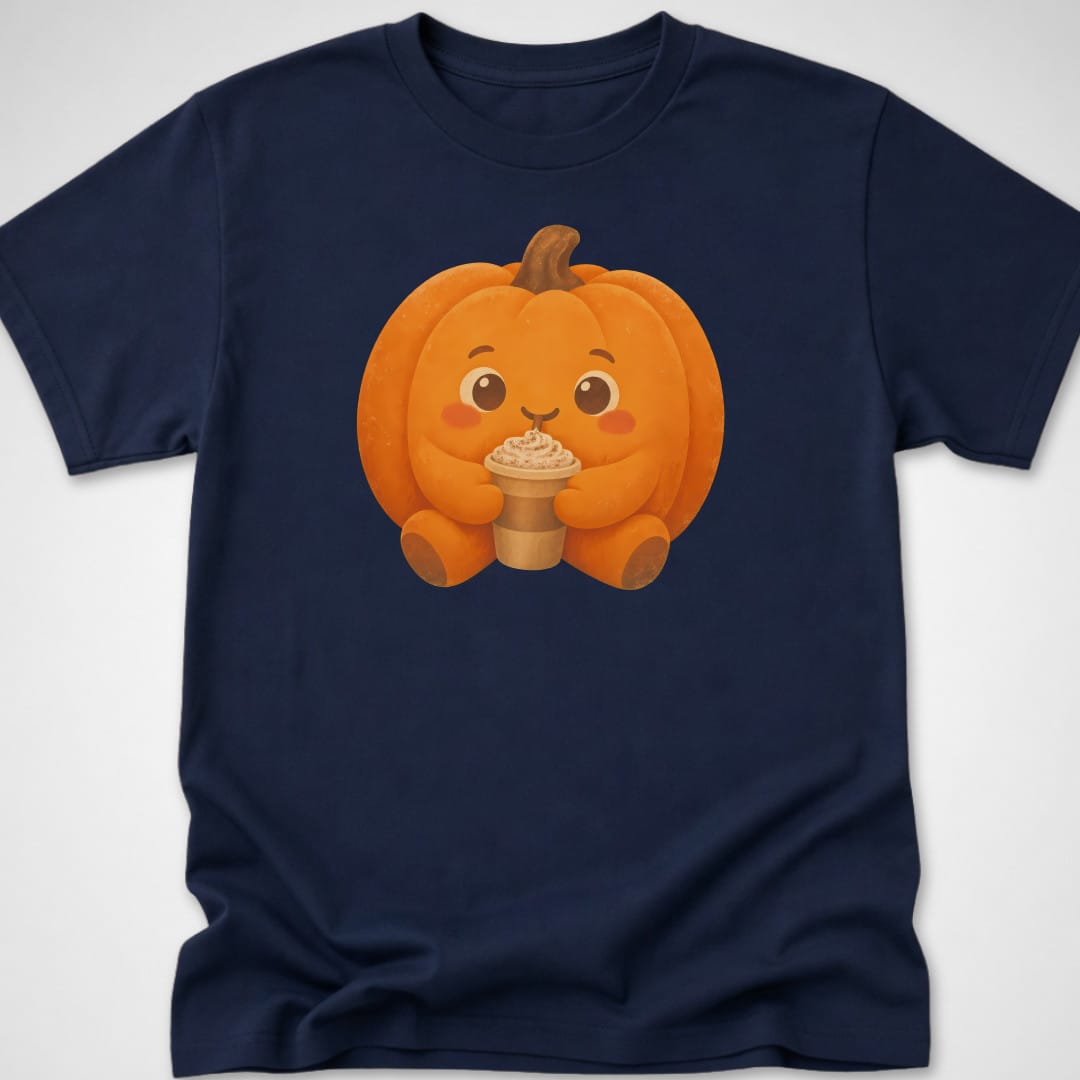 Pumpkin Spice Cuddle — Youth Tee — Navy