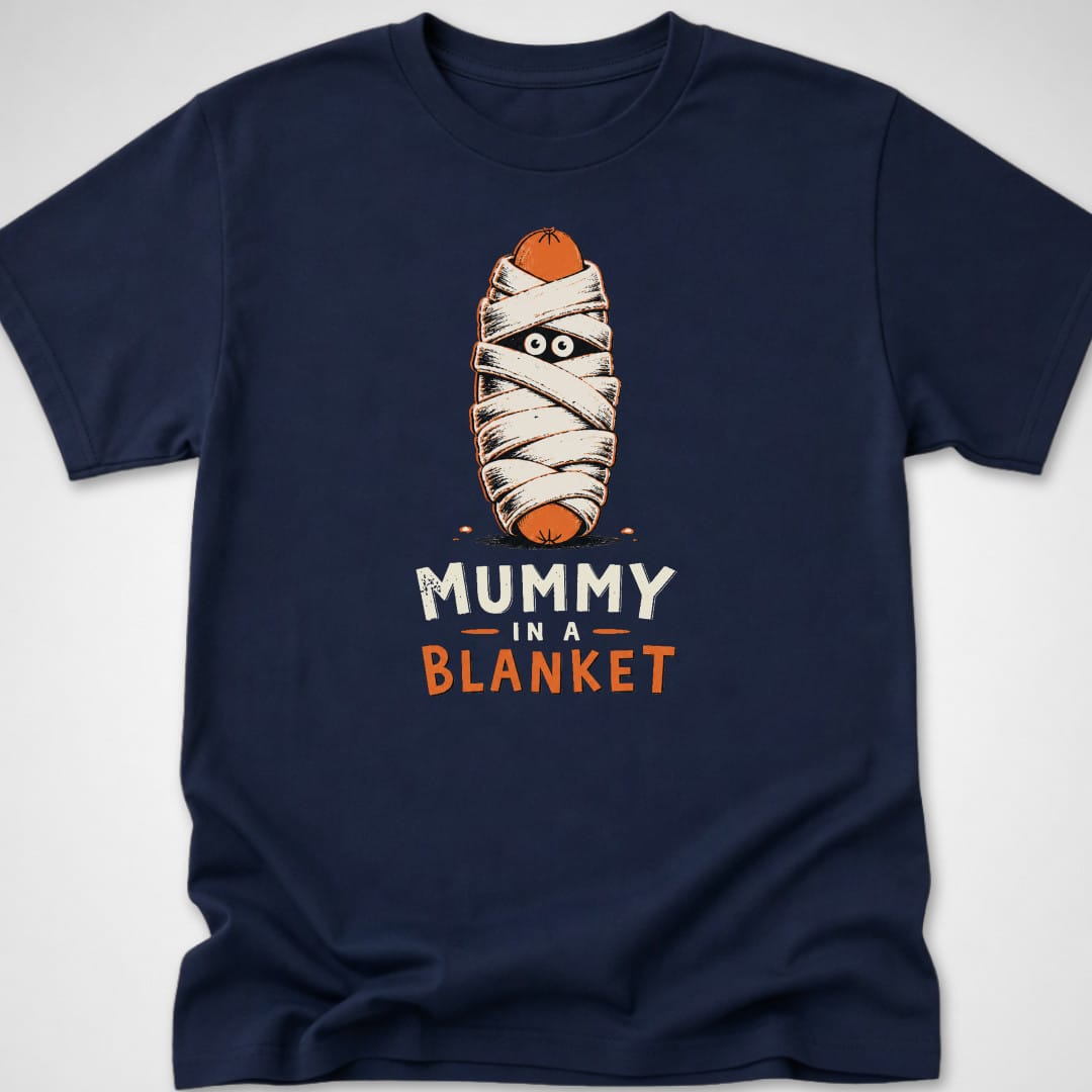 Mummy In A Blanket — Youth Tee — Navy