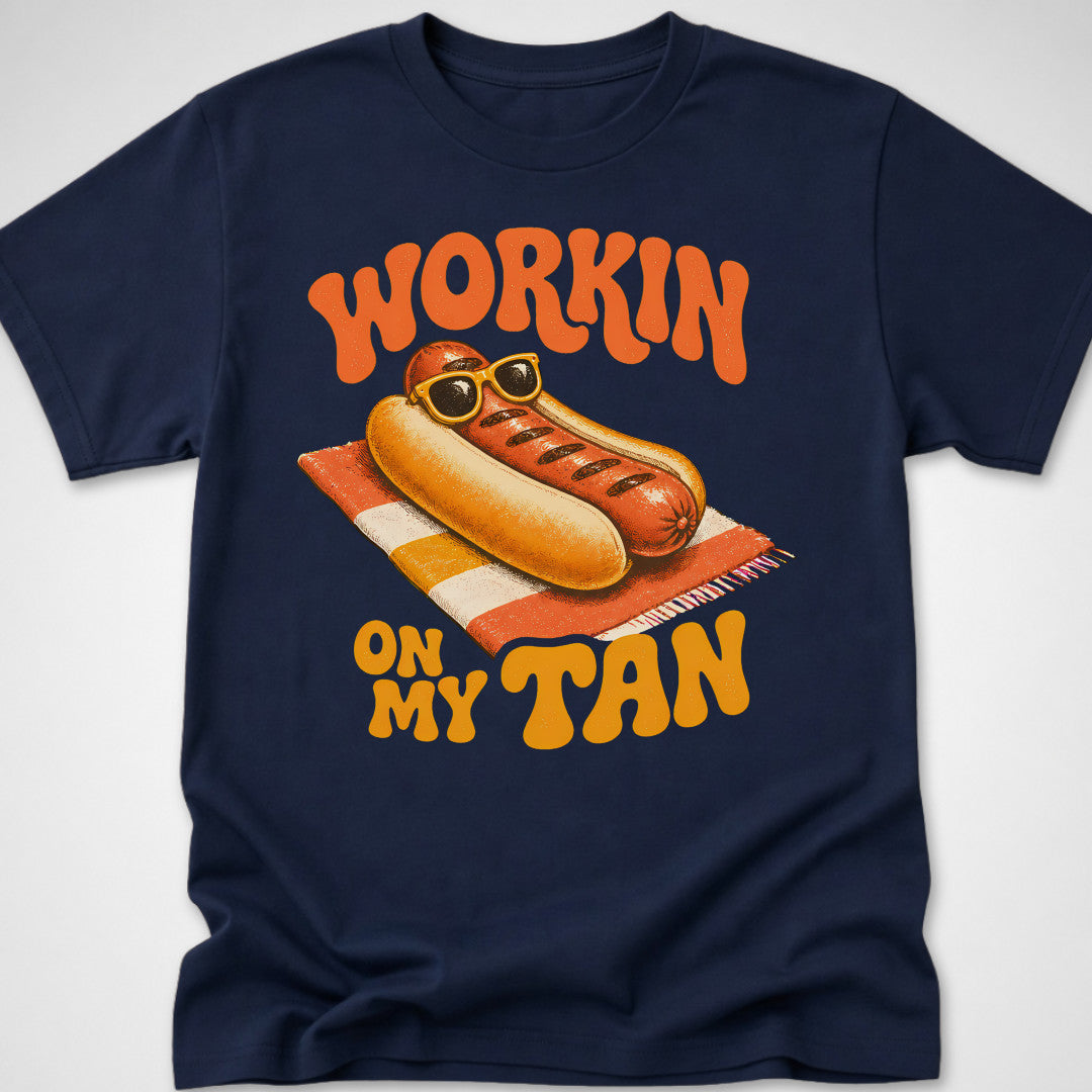 Workin' on My Tan — Youth Tee — Navy