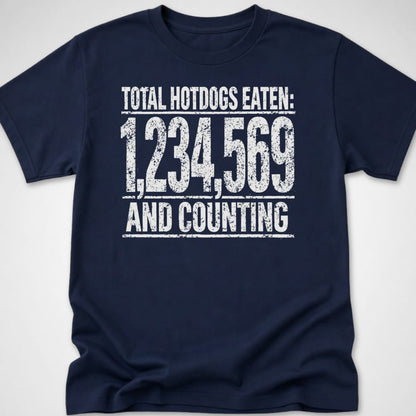 Total Hotdogs Eaten — Youth Tee — Navy