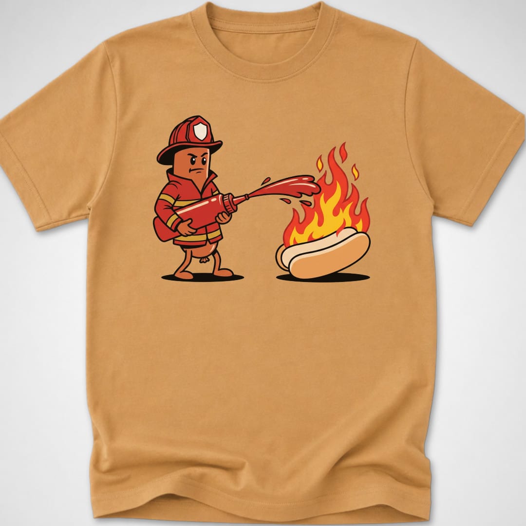 Firefighter Hotdog — Youth Tee — Old Gold