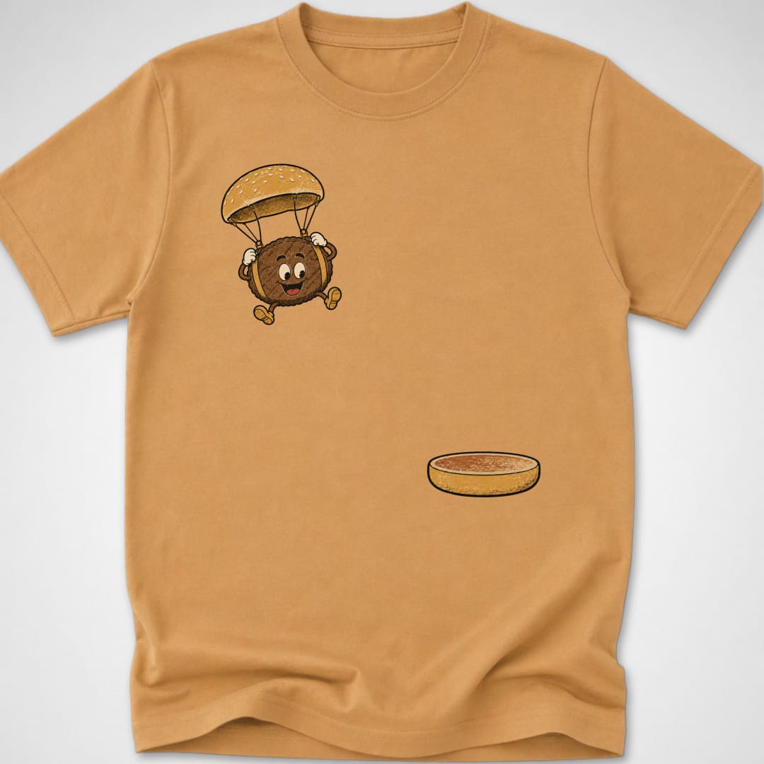 Burger Parachute — Youth Tee — Old Gold