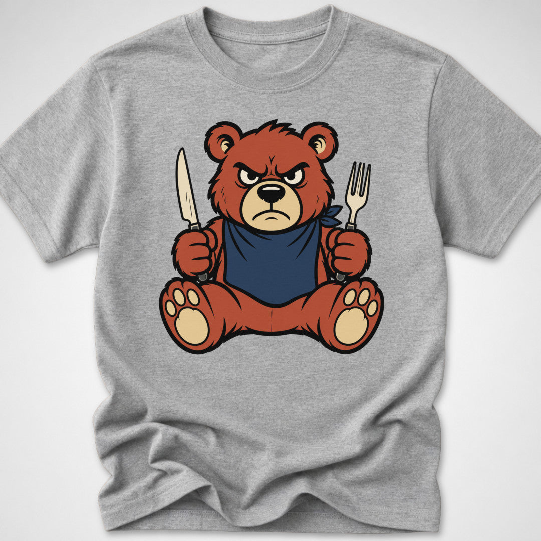 Hangry Bear — Youth Tee — Sport Grey