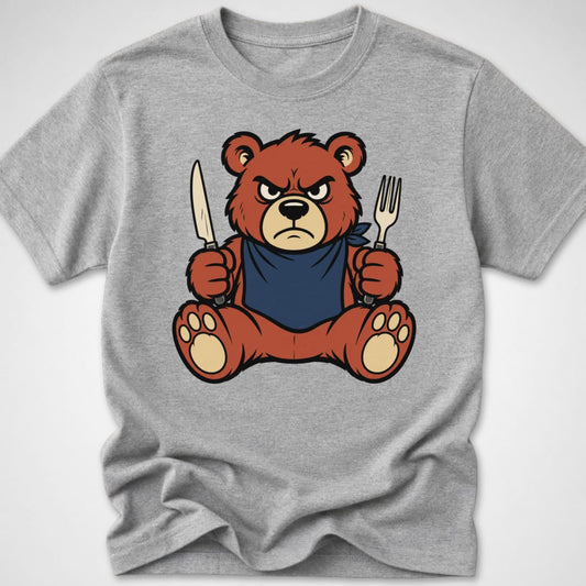 Hangry Bear — Youth Tee — Sport Grey