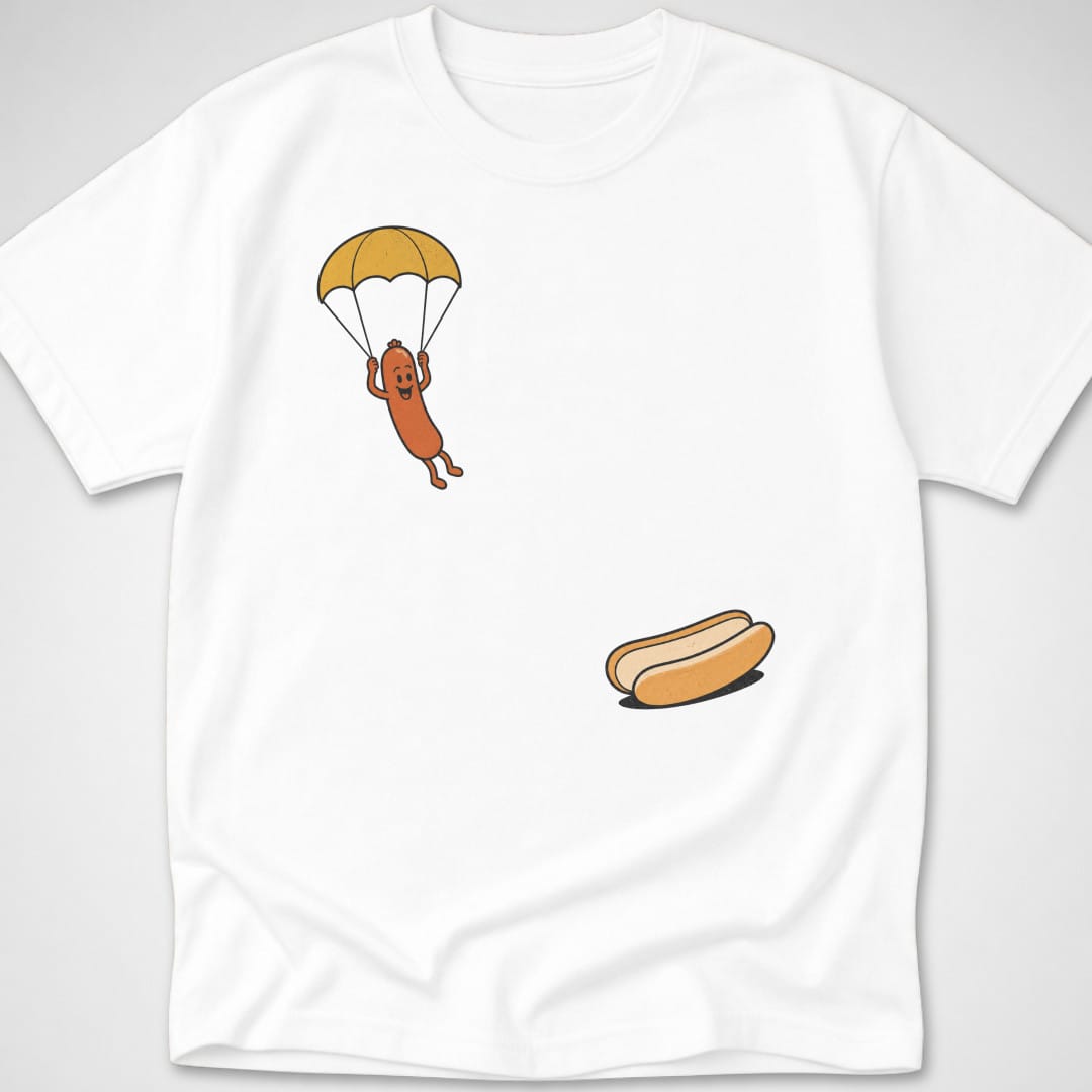 Hotdog Parachute — Youth Tee — White