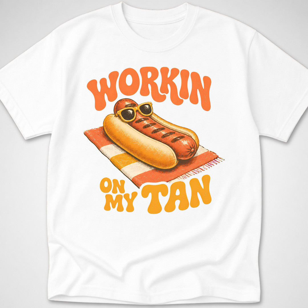 Workin' on My Tan — Youth Tee — White