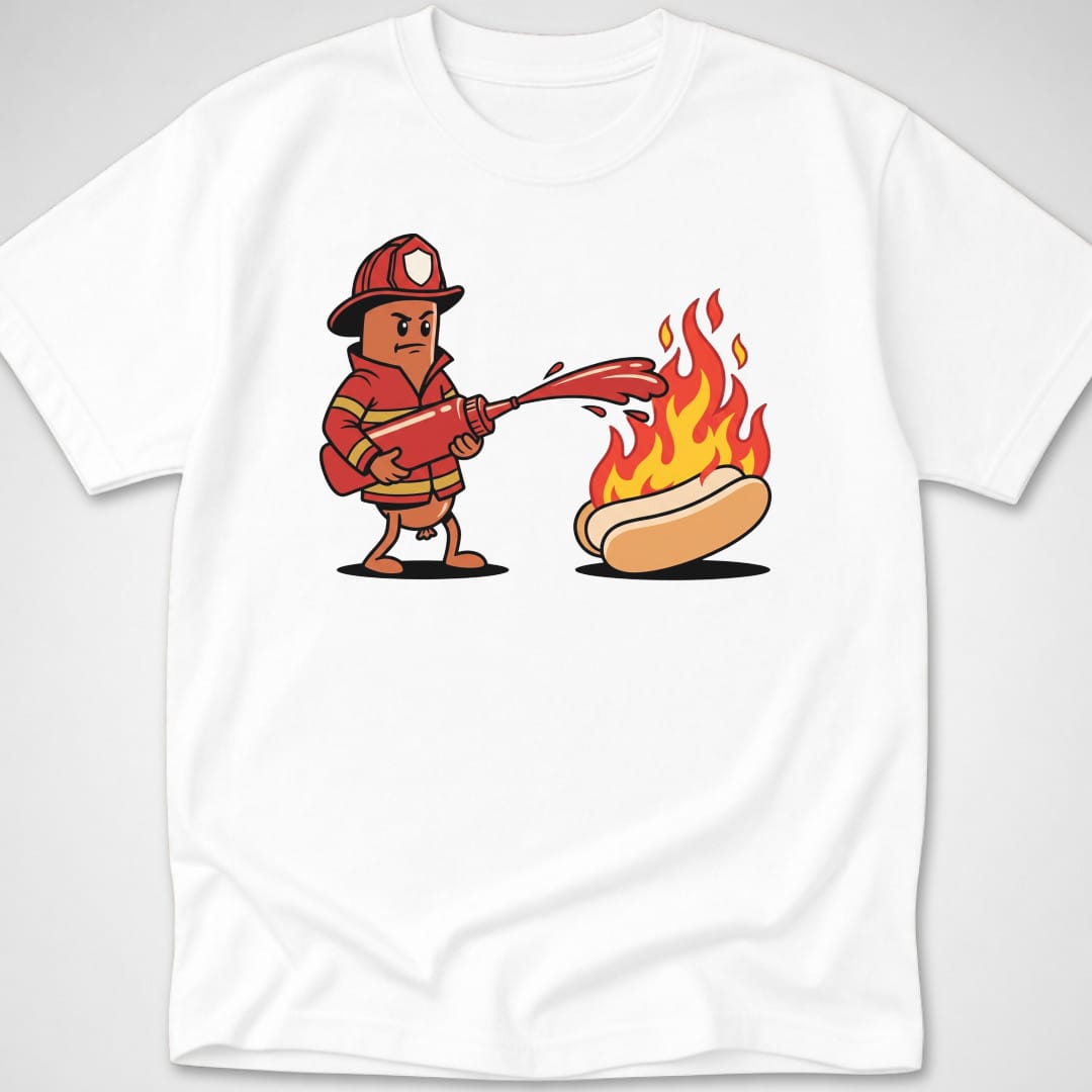 Firefighter Hotdog — Youth Tee — White